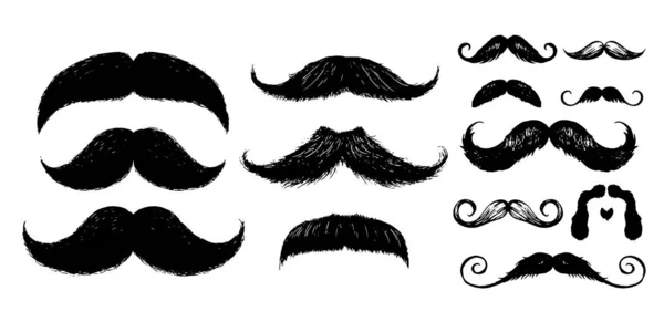 Icône moustache Ensemble vectoriel Illustration simple Modèle ou logo — Image vectorielle