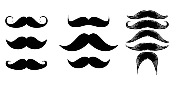 Mustache ikon set vektor enkel illustration design mall eller logotyp — Stock vektor