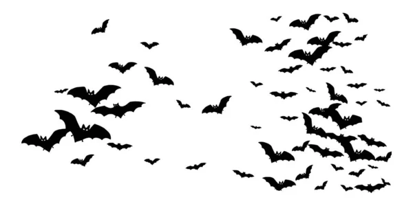 Horror black bats group isolated on white vector — Stock Photo, Image