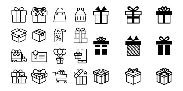 Geschenk-Box Vektor-Symbol gesetzt Illustration auf weißem Hintergrund — Stockvektor