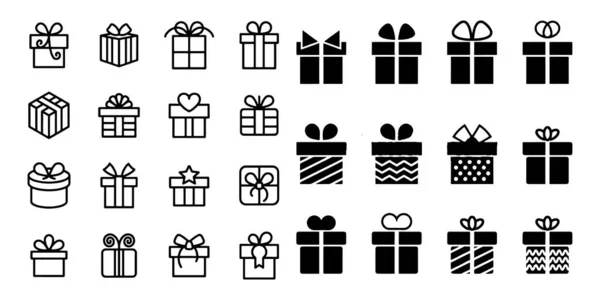 Geschenk-Box Vektor-Symbol gesetzt Illustration auf weißem Hintergrund — Stockvektor