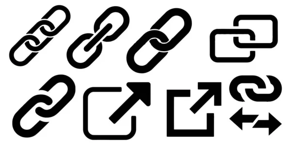 Symbole des Linkvektors setzen Illustration auf weißem Hintergrund — Stockvektor
