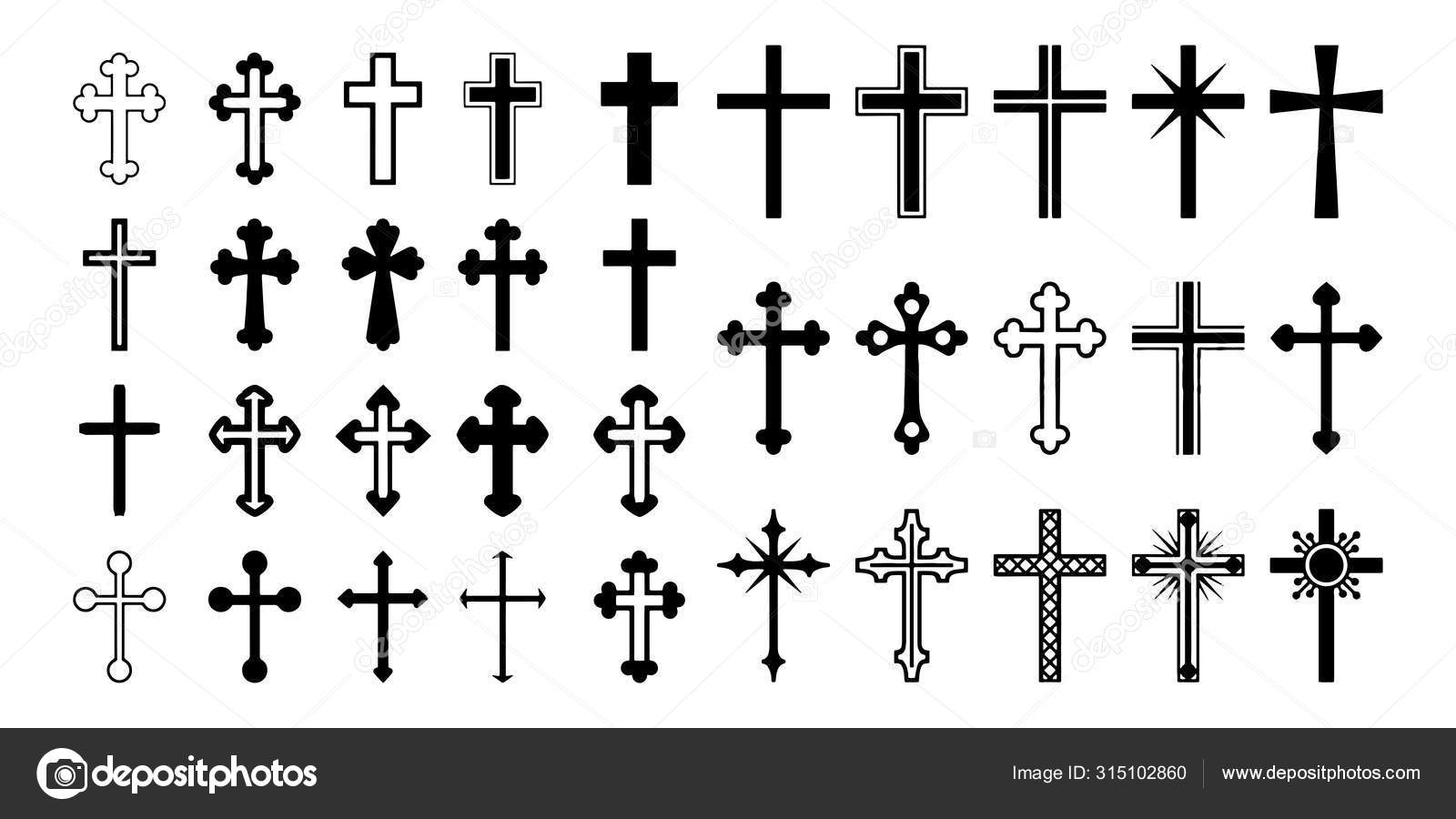 Set christian cross vector symbol flat and outline style Stock Vector ...