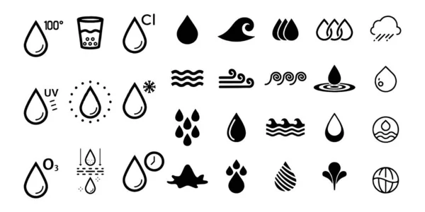 Water pictogrammen op witte achtergrond Set vector — Stockvector