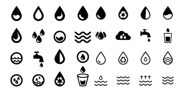 Water icons on white background Set vector — ストックベクタ