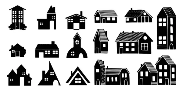 Haus Icon Set Vektor Illustration weißer Hintergrund — Stockvektor