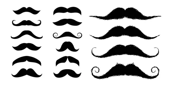 Moustaches icône set Illustration vectorielle fond blanc — Image vectorielle