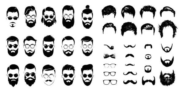 Bearded icon set Vector illustration white background — Stock Vector