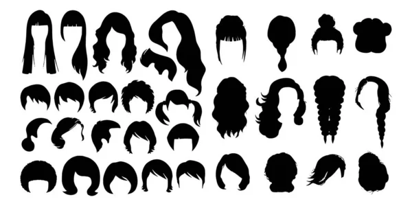 Girls fashion Hair set Vector illustration white background — Stock vektor