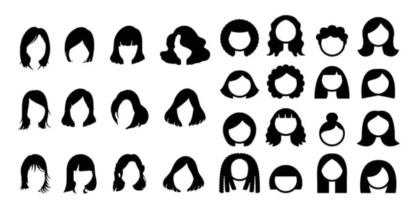 Chicas moda conjunto de pelo Vector ilustración fondo blanco — Vector de stock