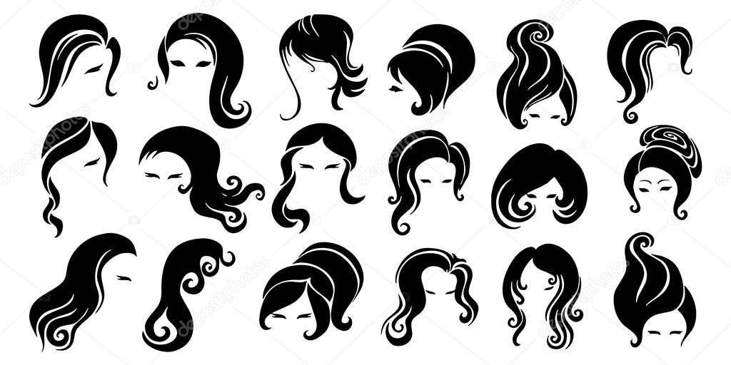 Girls fashion Hair set Vector illustration white background