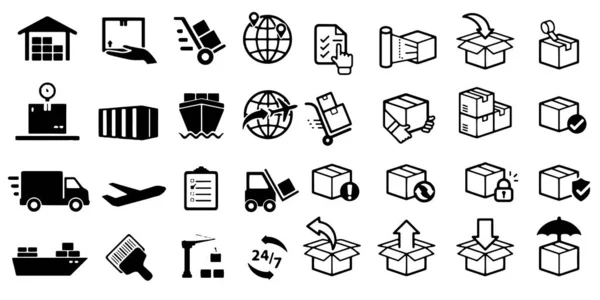 Icono de entrega de almacén logístico sobre fondo blanco — Vector de stock