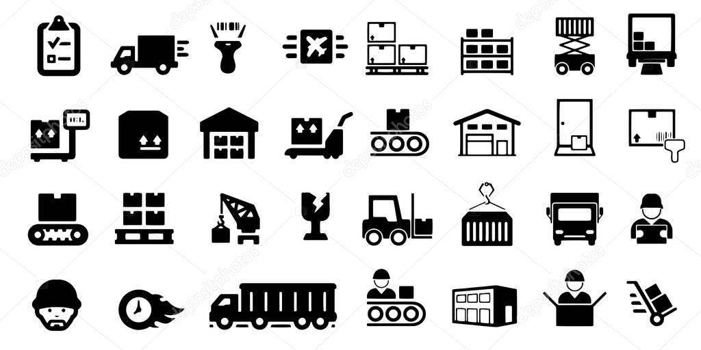 Logistic Warehouse Delivery Icon On White Background