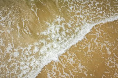 Baltık sahili sahilinde plaj, deniz dalgaları ve kumhavadan görünümü, doğa arka planı