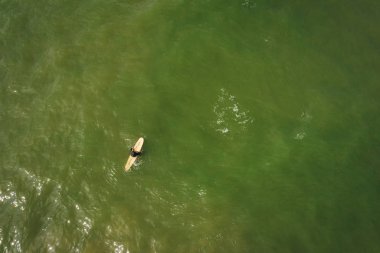 Baltık sahili sahilinde plaj, deniz dalgaları ve kumhavadan görünümü, doğa arka planı