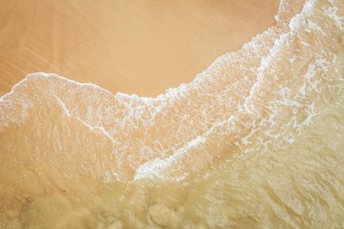 Baltık sahili sahilinde plaj, deniz dalgaları ve kumhavadan görünümü, doğa arka planı
