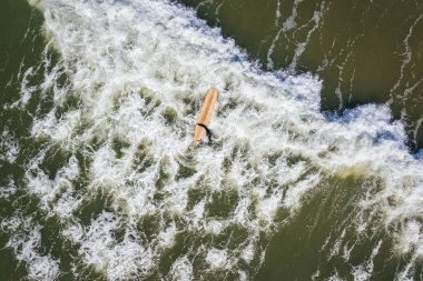 Baltık sahili sahilinde plaj, deniz dalgaları ve kumhavadan görünümü, doğa arka planı