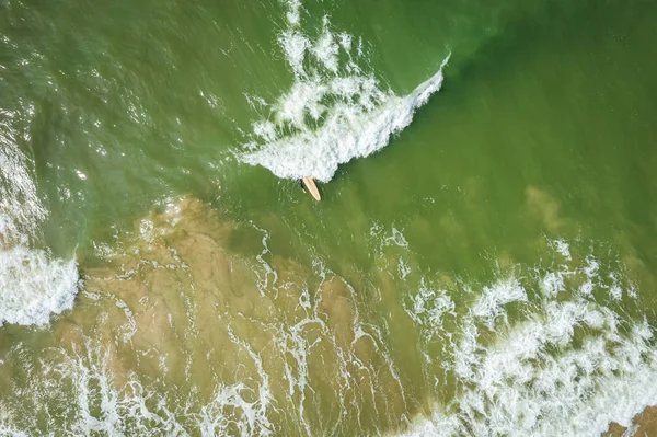 Luchtfoto Van Strand Zee Golven Zand Het Strand Van Baltische — Stockfoto