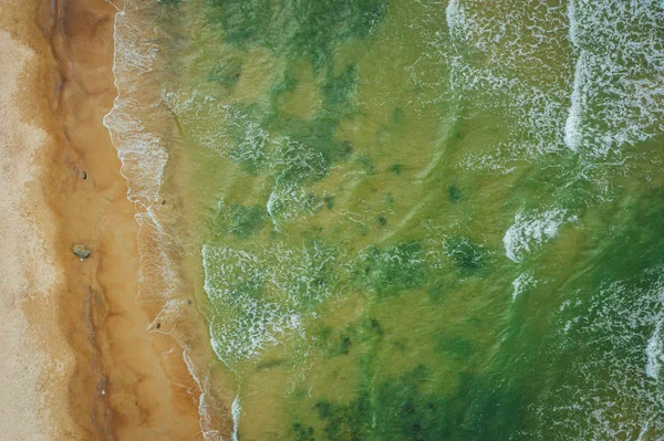 Вид Повітря Пляж Морські Хвилі Пісок Узбережжі Балтійського Моря Фон — стокове фото