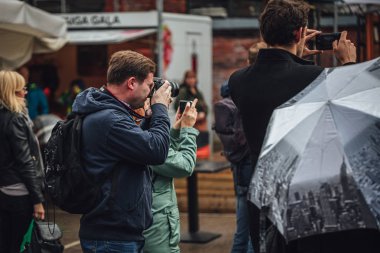 Riga, Latvia July 2, 2018 Street event with orchestra