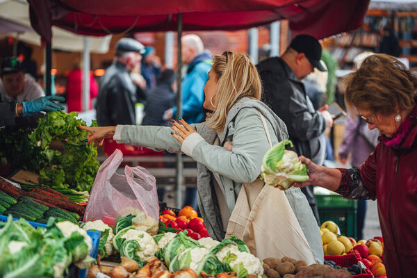 Riga, Latvia October 21,2017 Different  vegetables in central market of Riga