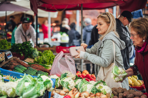 Riga, Latvia October 21,2017 Different  vegetables in central market of Riga