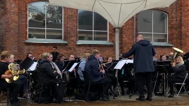 Riga Latvia September 2019 Orchestra Musicians Playing Music Instruments Festival — Stock Video