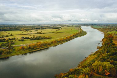 Aerial view on sand cliffs and riverside in Gauja national park, Latvia