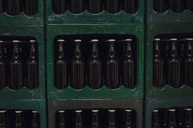 Kutuda cam bira şişeleri, bira fabrikası..