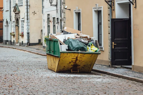 Construction Garbage Container Street — Stock Photo, Image
