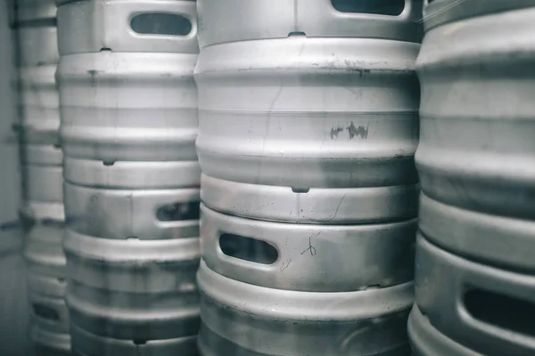 Craft beer brewing equipment in brewery! Metal tanks, alcoholic drink production