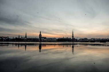 Şehir, Riga, Letonya 'da panoramik manzara