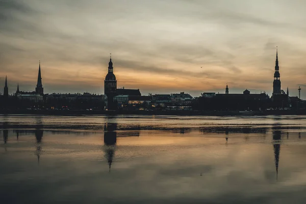 Panoramisch Uitzicht Stad Heldere Zonnige Dag Riga Letland — Stockfoto