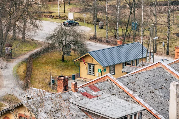 Les Vieilles Maisons Dans Les Montagnes Arrière Plan — Photo