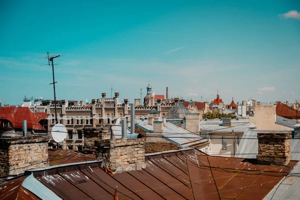 Stare Miasto Ryga Łotwa Miasto Świetle Zachodu Słońca — Zdjęcie stockowe