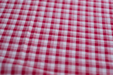 Klasik kırmızı kareli masa örtüsü doku,