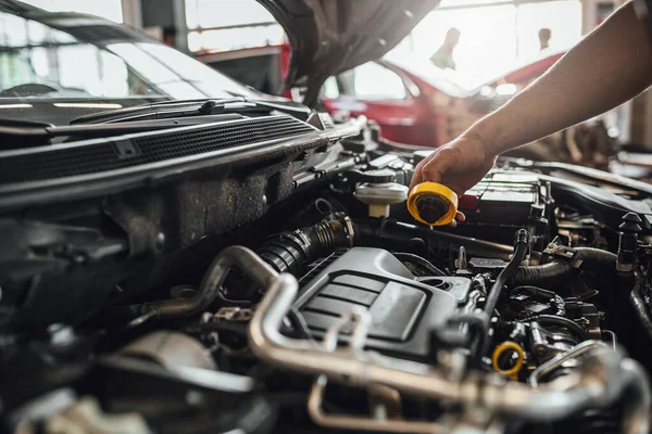 Automechaniker Hände Kfz Technische Inspektion Einsatz — Stockfoto