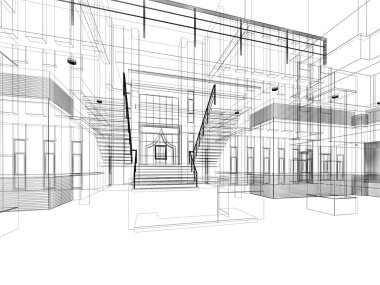 dahili salonun tasarımı, 3D görüntüleme