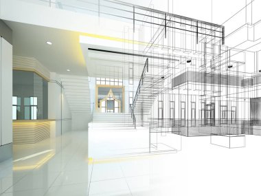 dahili salonun tasarımı, 3D görüntüleme