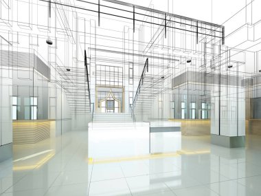 dahili salonun tasarımı, 3D görüntüleme
