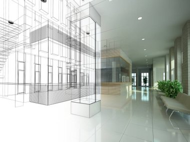 dahili salonun tasarımı, 3D görüntüleme