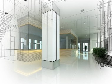 dahili salonun tasarımı, 3D görüntüleme