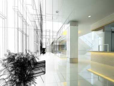dahili salonun tasarımı, 3D görüntüleme