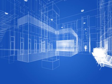 dahili salonun tasarımı, 3D görüntüleme