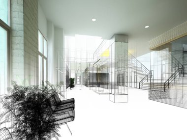 dahili salonun tasarımı, 3D görüntüleme