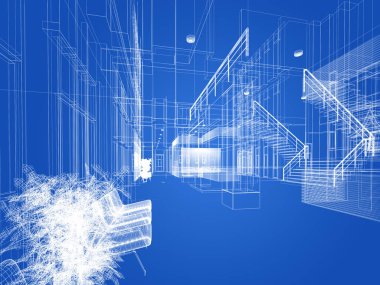 dahili salonun tasarımı, 3D görüntüleme