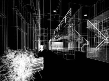 dahili salonun tasarımı, 3D görüntüleme