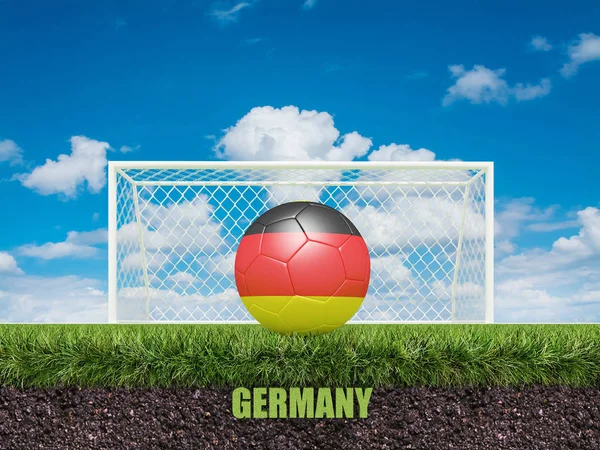 Germany football  on football or soccer field ,3d