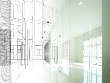 dahili salonun tasarımı, 3D görüntüleme