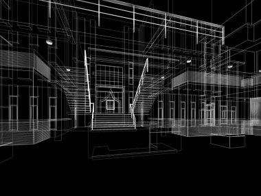 dahili salonun tasarımı, 3D görüntüleme